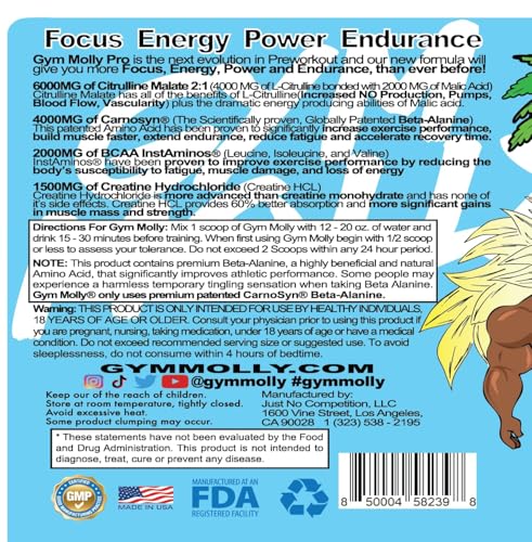 Image of Gym Molly PRO - PreWorkout - 30 Servings - Strawberry Kiwi, 6G Citrulline Malate, 4G Beta-Alanine, 300mg Caffeine from Pure Coffee Plants