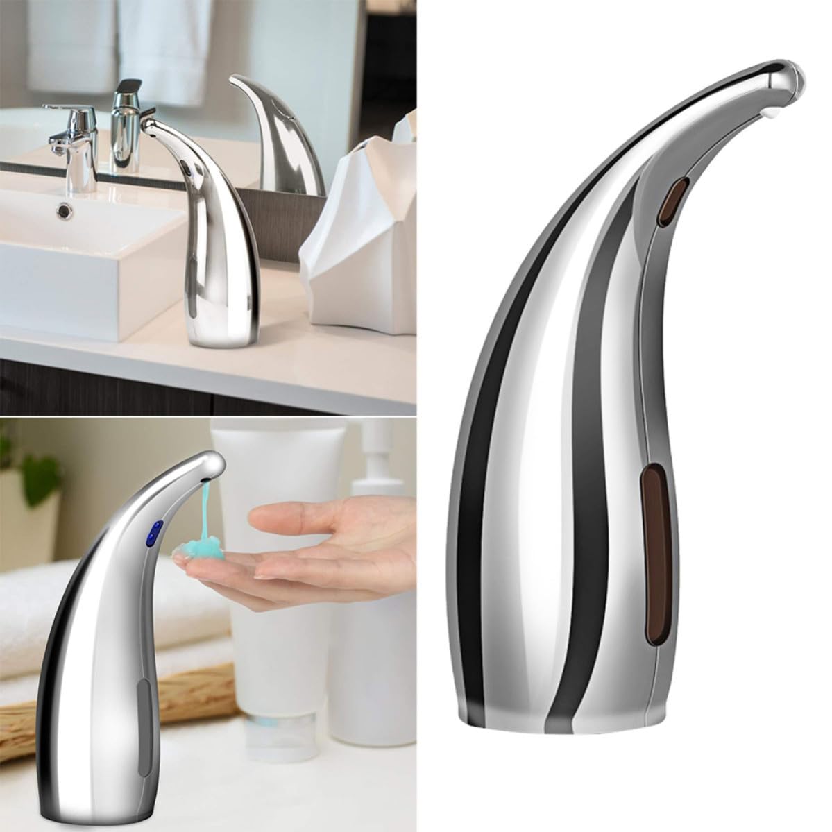 STOBAZA Dispensador de Movimiento de Jabón 300ml Contacto Abs sin Automático Sensor Manos Libres para Baño y Cocina