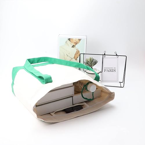 Miniatura 9 de Bolsas de lona, 16.5 x 14 x 5 pulgadas, resistentes, con cremallera, reutilizables, bolsas de tela a granel, algodón azul, 3 unidades