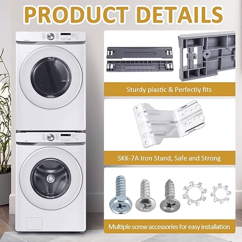 Miniatura 3 de WKZO Skk-7a Skk 8k - Kit de apilamiento de secadora para lavadoras y secadoras Samsung de carga frontal de 27 pulgadas, el kit de apilamiento de