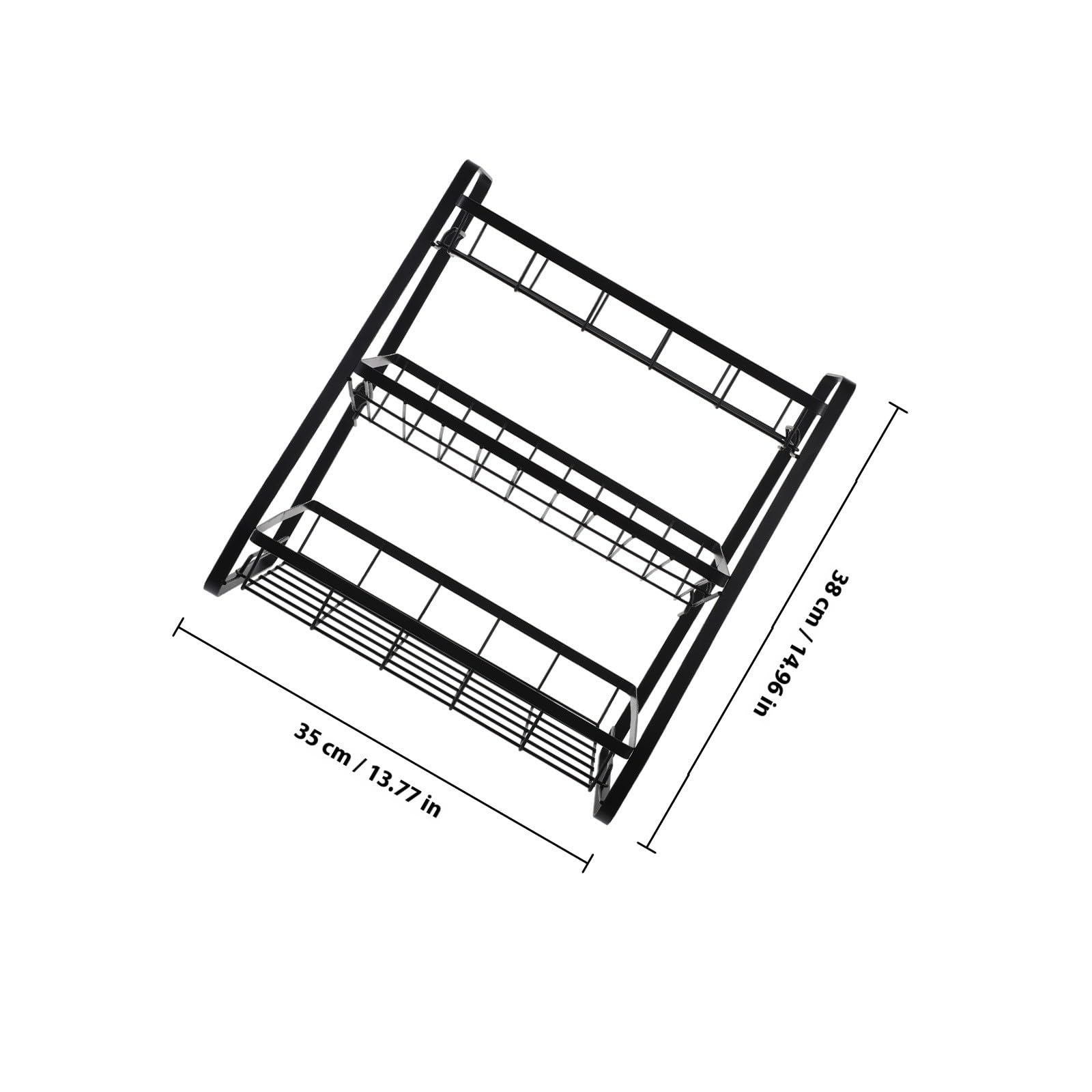 Estante de Cocina Multicapa Negro de Hierro Desmontable para Especias