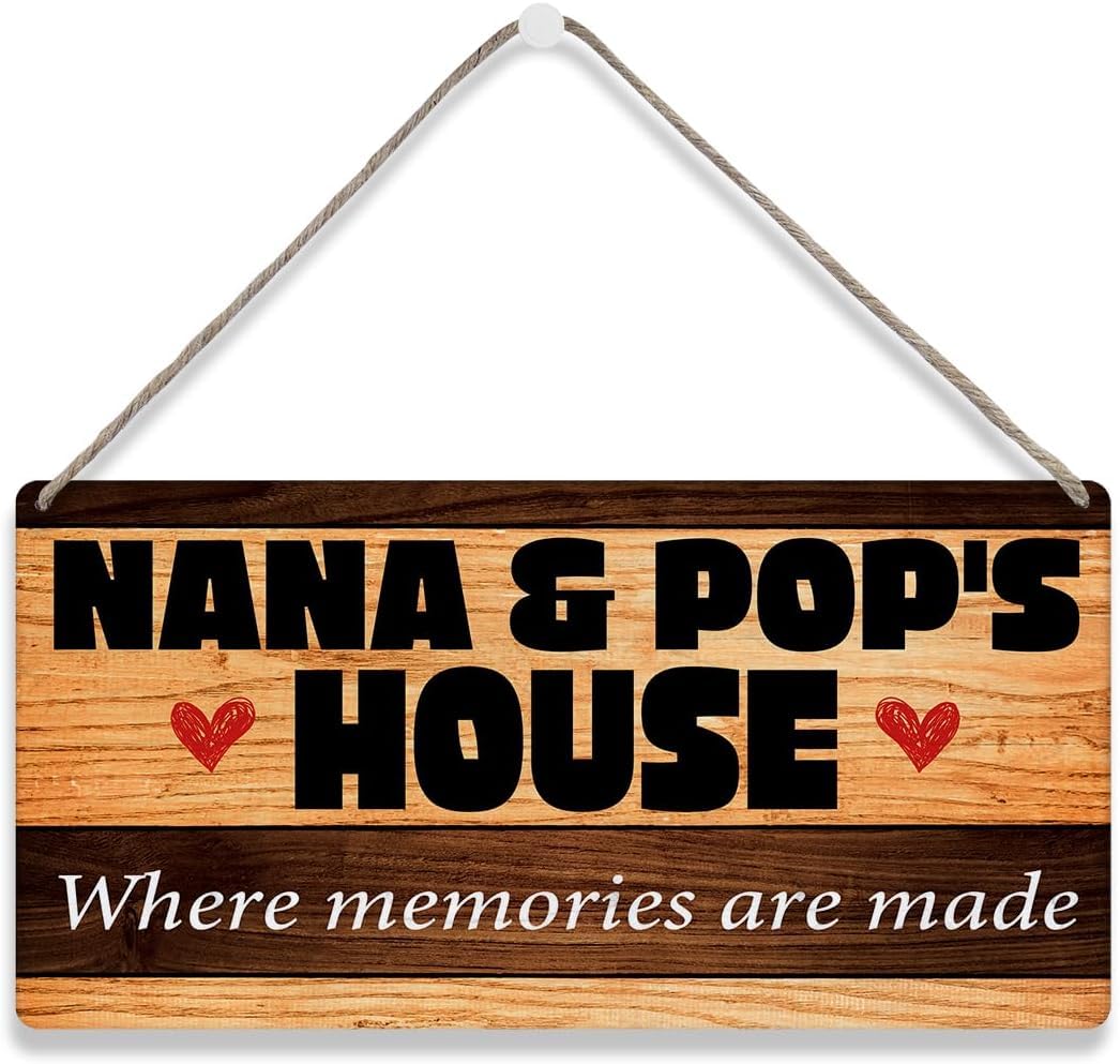 Pibonto Women's Wall Art Vintage Grandparents Gifts Nana Gifts Pop Pop Gifts Grandparent Home Decor Wooden Hanging Sign Rustic Wall Decor Gifts For Papa Mimi Grandpa Grandma Birthday House Farmhouse Decor 5X10 Inch