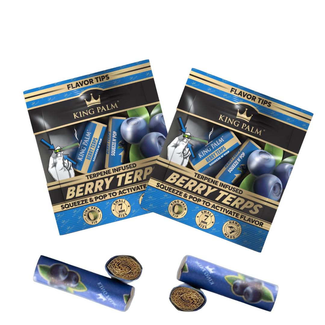 King Palm Blueberry Terp Terpene-Infused Tips - 4 Filter Tips, 2-Pack - 7mm