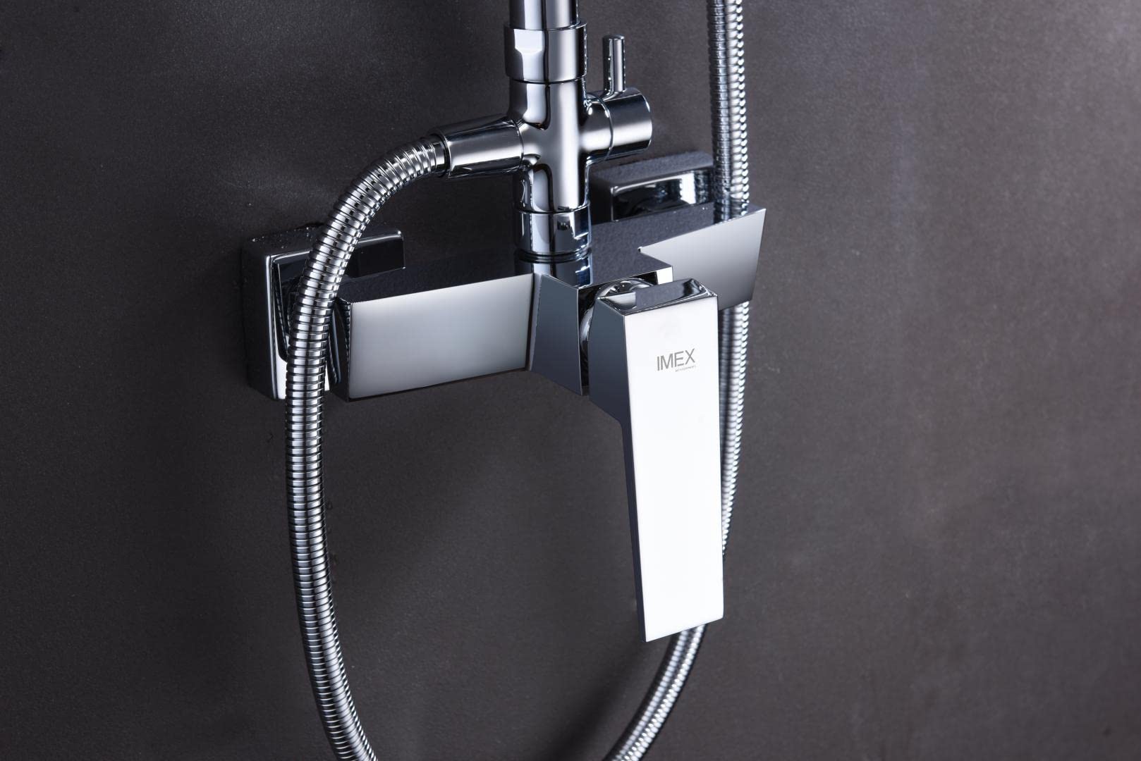 IMEX - Conjunto barra de ducha monomando grifería de baño serie ART - Cromado - BDAR025