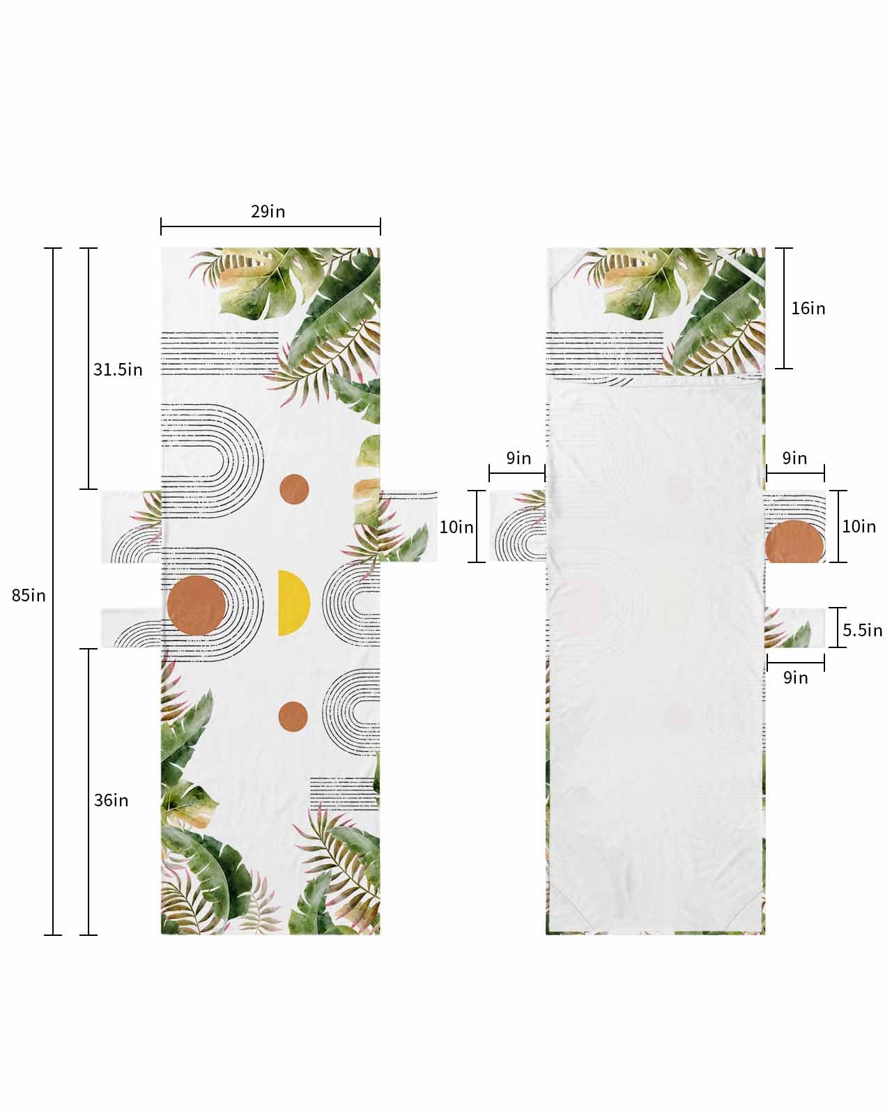 Summer Botanical Beach Lounge Chair Towel Cover, Soft Chaise Lounge Towel with Side Pockets Patio Pool Chairs Cover for Beach/Pool Sunbathing 29x85 Boho Abstract Geometric Modern