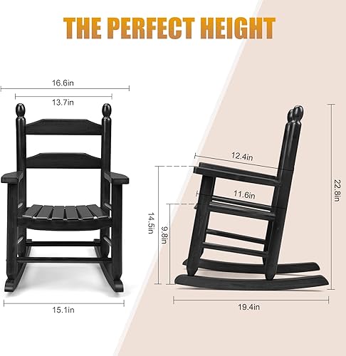 Miniatura 3 de Balancín de madera para niños, perfecto para interiores o exteriores, para todo tipo de clima, para jardín, césped, balcón, patio trasero y patio,