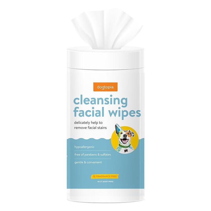 Lenços de Higiene Facial para Cães e Gatos Dogtopia, Sem Fragrância, 60 Unidades