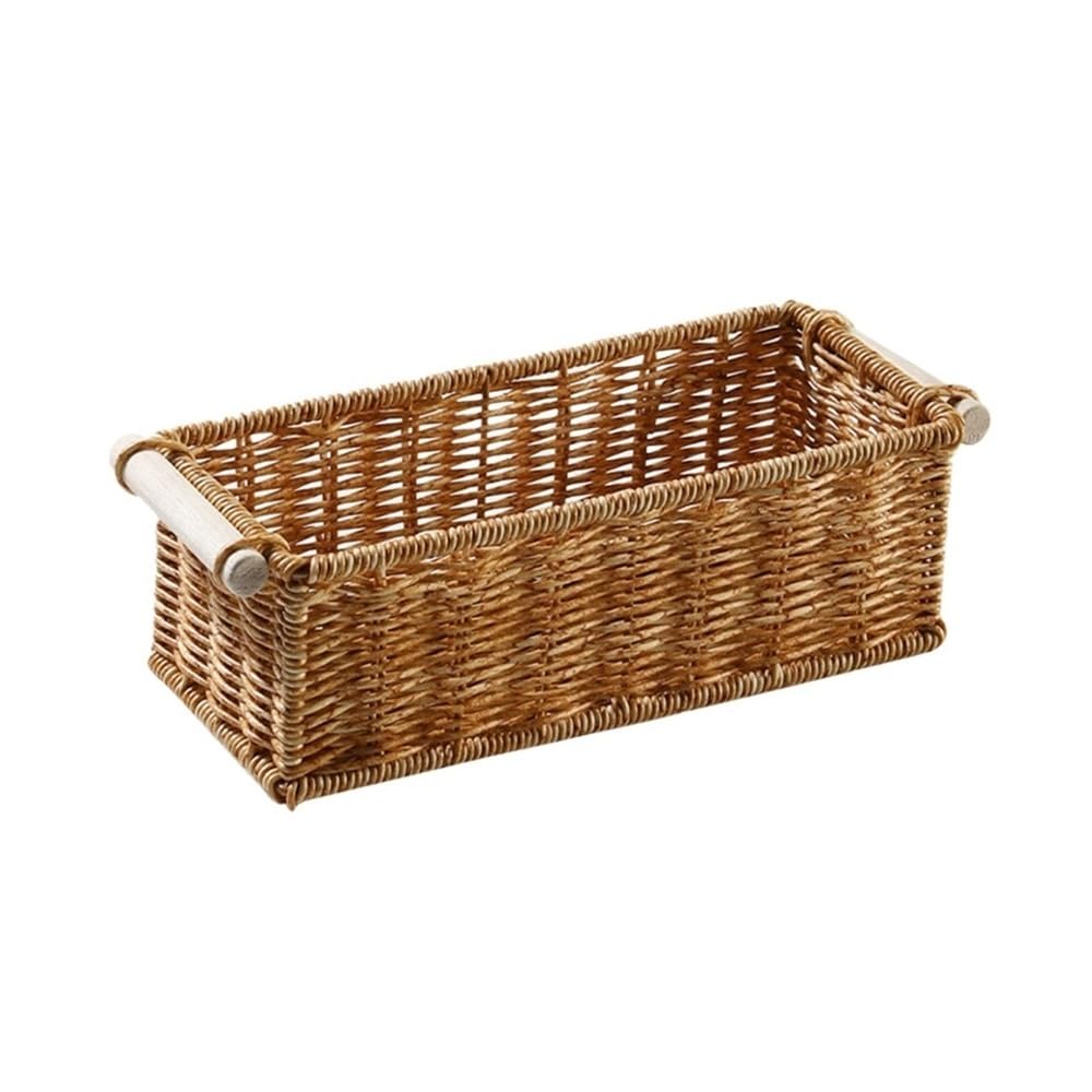 Zhaoj24-05 Fruit Racks Imitation Rattan Baskets for Organizing Organizer Long Narrow Woven Rectangular(Small)
