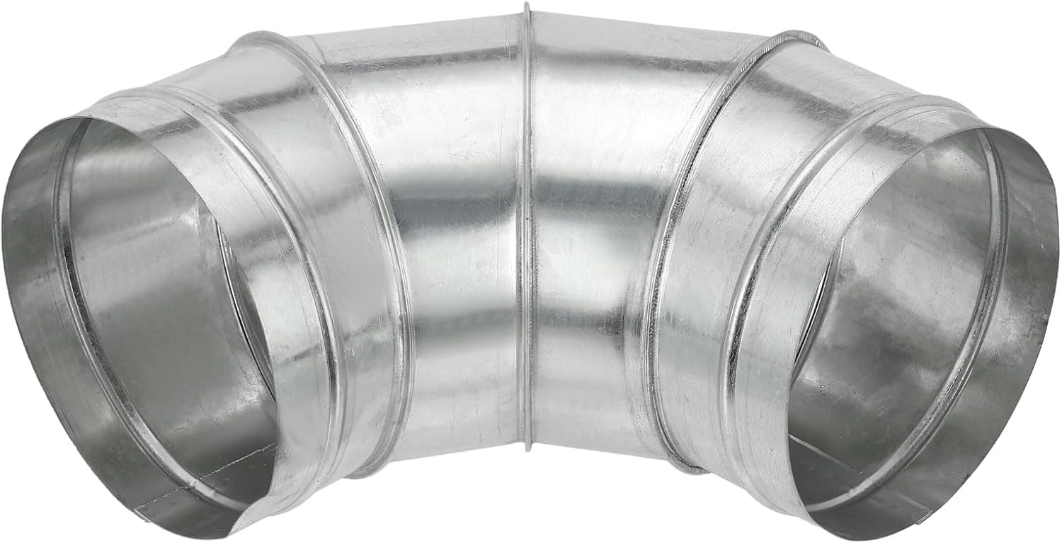 PATIKIL 8" OD 90 Degree Elbow Duct Pipe Connector, HVAC Ventilation Chimney Flue Tube Connector Galvanized Iron Adapter for Vent Exhaust Stovepipe