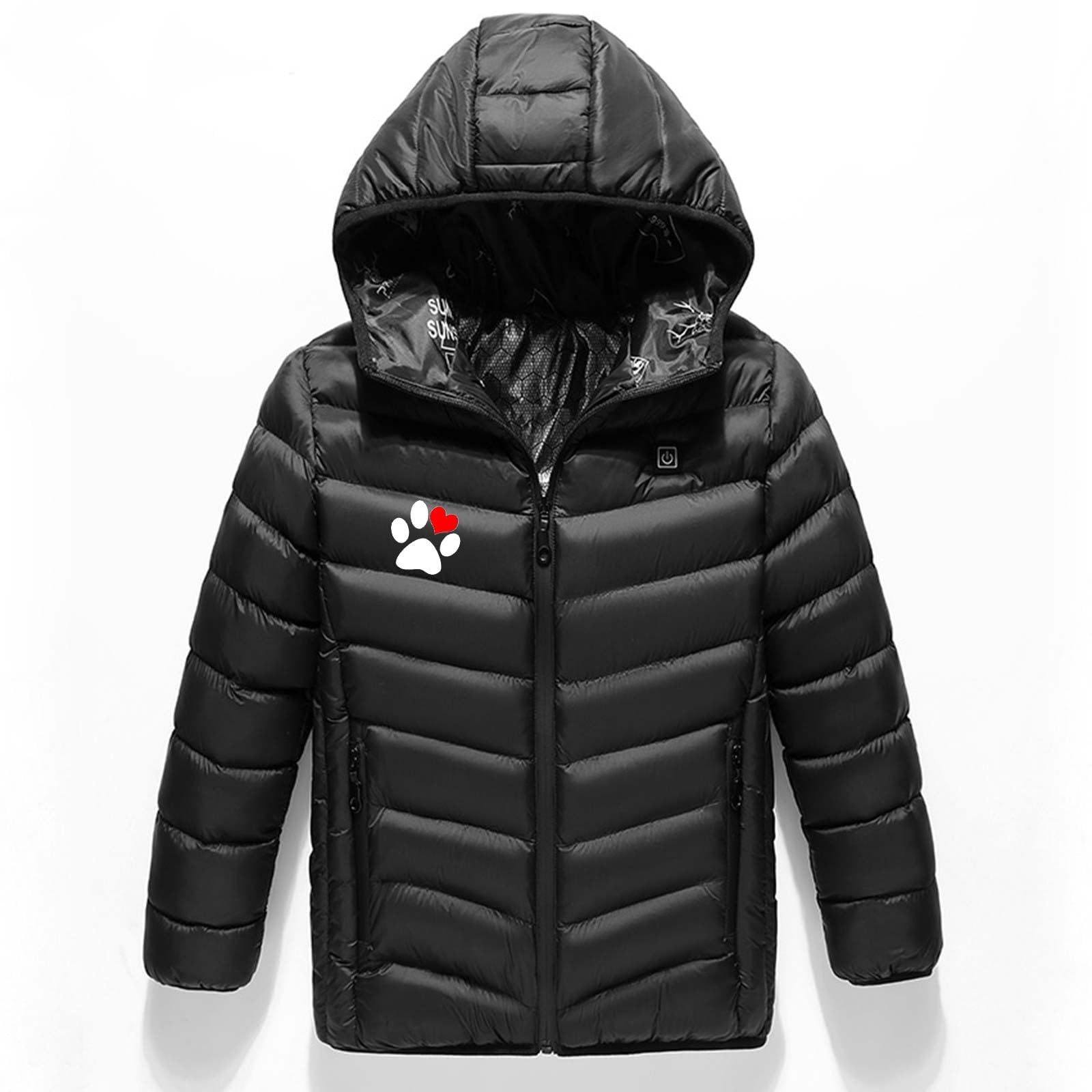 Veste Chauffante Enfant Manteau Doudoune Chauffant Enfants Veste Chauffant Electrique Garçons Filles avec 3 Zones de Chauffage Manches Longues Veste Chauffante imprimé pour Enfants Ski en Plein Air