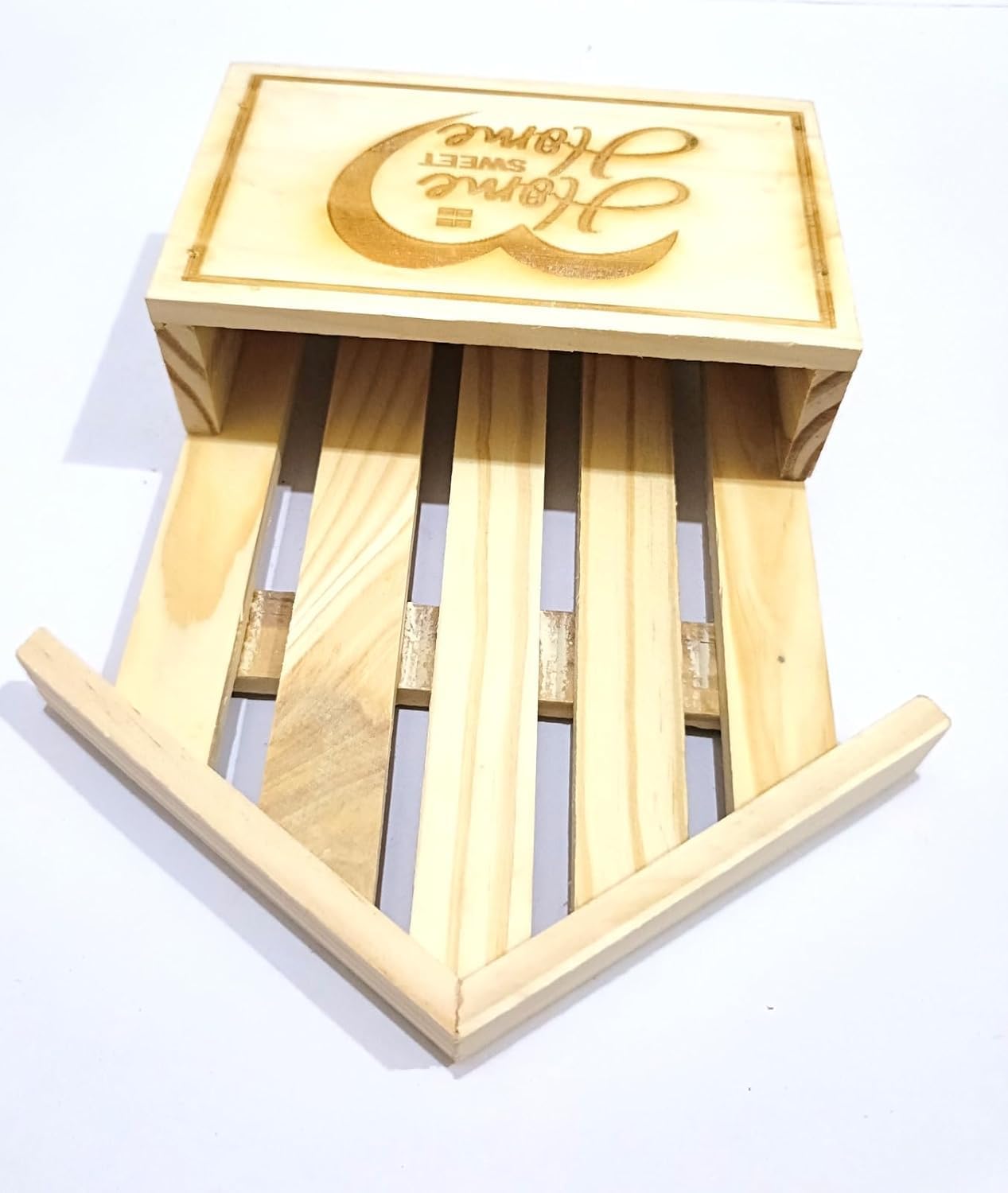 Decorative Wooden Key Holder, Wall Mount Key Hook Organizer with Home Sweet Home Design