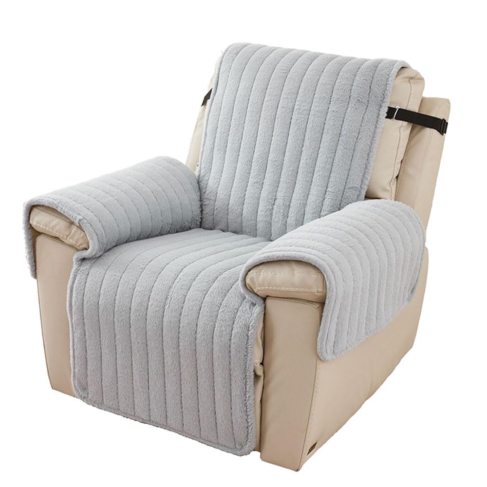 Funda para silla reclinable gris de 55x200 cm lavable con hebillas