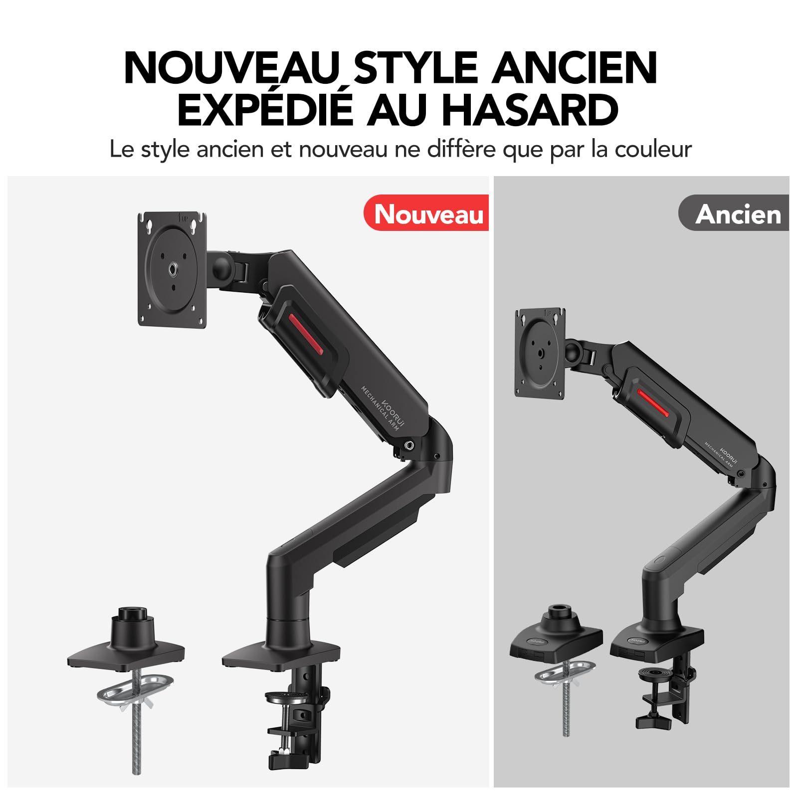 KOORUI Support Écran PC Moniteur Bras Ergonomique Réglable Hauteur Inclinaison Pivotant 17-32" VESA 75&100mm 2-9kg