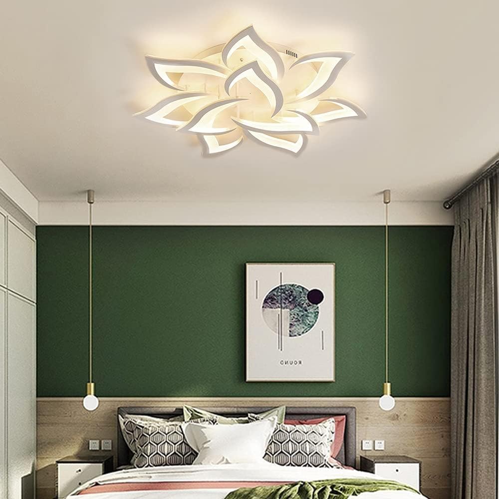 Plafoniera LED Soffitto Dimmerabile 3000K-6000K, Creativa Petalo Lampadario Soggiorno 60W 6000lm, Lampadario Camera da Letto da Pannello Acrilico, Lampadari Moderni 10 Luci