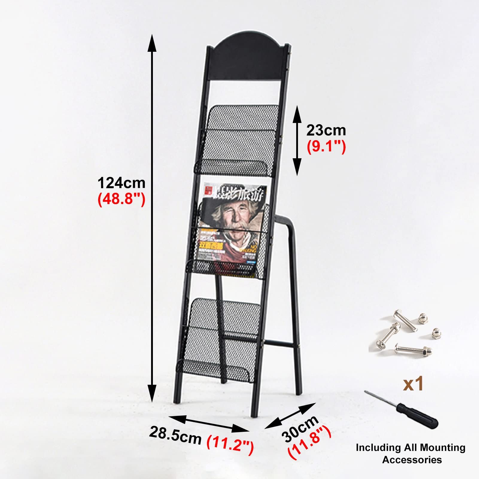 Porte-revues sur pied pour affiches, brochures, littératures, salons, bureaux, espaces de vente au détail