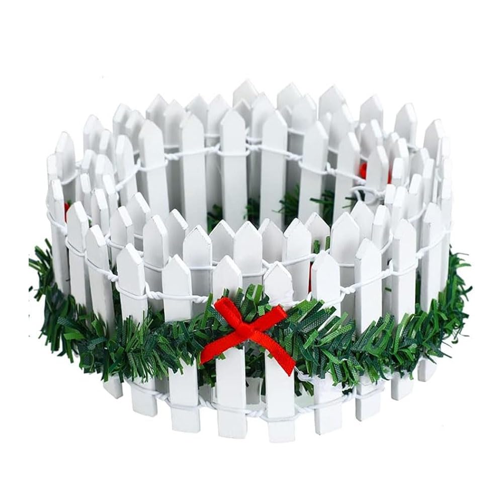1 valla de jardín en miniatura, accesorios de pueblo de Navidad (90 x 5 cm) Valla de pueblo de Navidad Valla de madera en miniatura Valla estaca blanca para paisaje pueblo casa muñecas