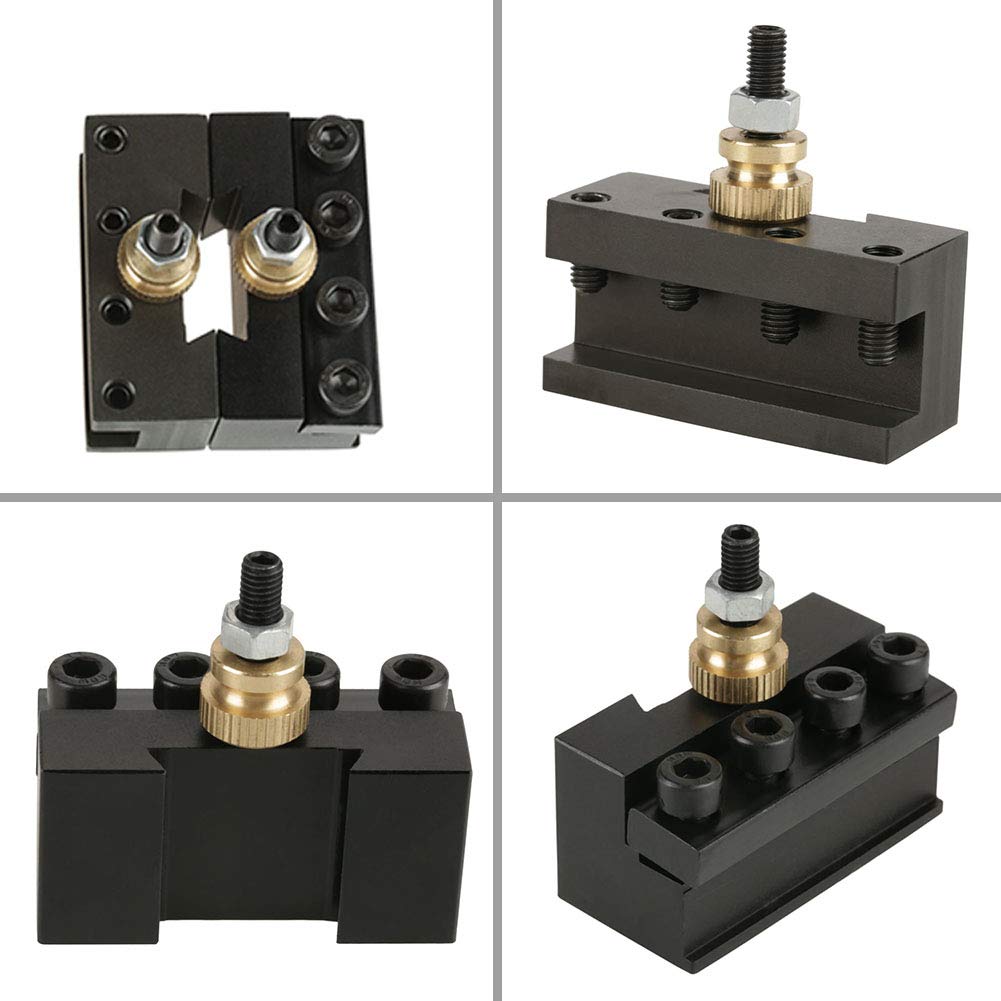 Akozon Postes de herramientas 4 piezas Mini torno Kit de soporte de herramienta de cambio rápido soporte de herramienta giratorio de hoja de perforación soporte de cambio rápido