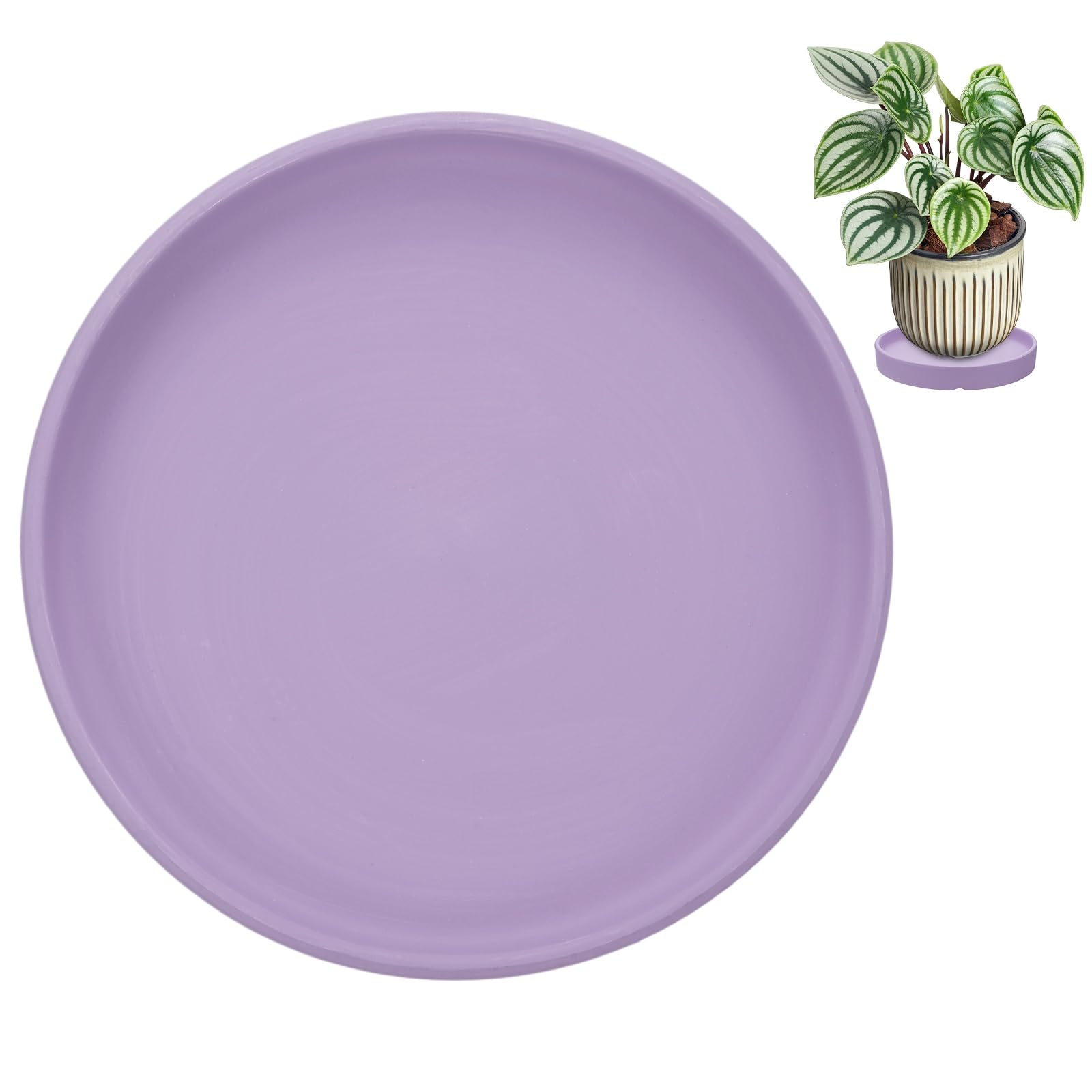 M METERXITY 1-Pack Ceramic Plant Saucers, 5.3 Inch 13.5cm ID Flower Pot Plant Saucers for Indoor/Outdoor, Round Flowerpot Drip Tray [5.9 Inch 15cm OD, Purple]