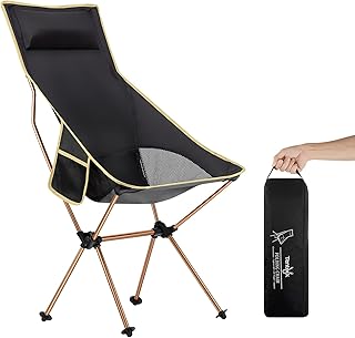 Naturehike Lekkie krzesło składane z poduszką pod plecy, krzesło kempingowe, ultralekkie i składane, z torbą transportową do wędkowania, wędrówek, podróży (szampański)