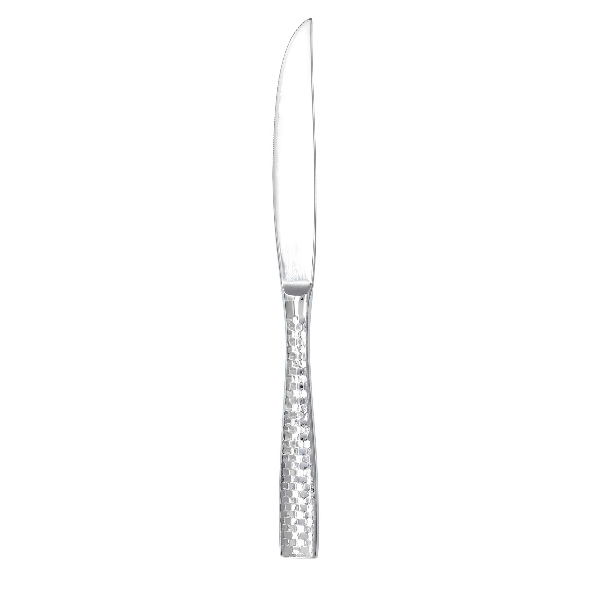 Lucca Faceted 18/10 Stainless Steel Flatware Solid Handle Steak Knife, Set of 12, Mirror Polished