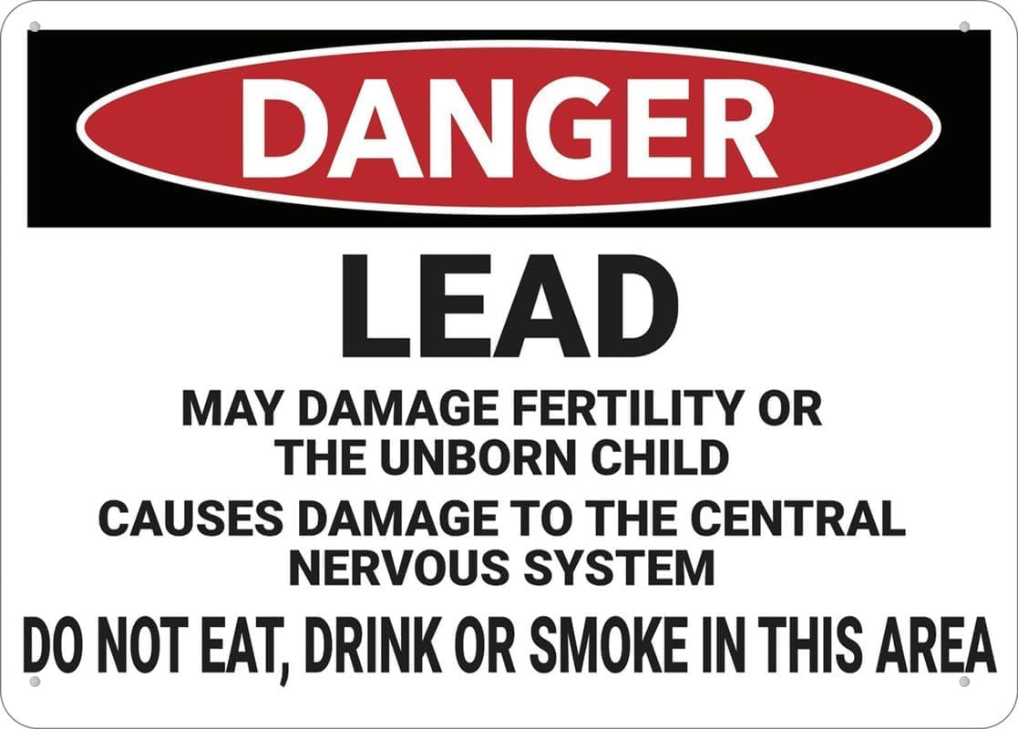 Danger Lead Hazard Rust Free Aluminum Sign - UV Printed Decor with Pre-Drilled Holes for Home Yard, Factory Chemical Zone - Weatherproof, 12x16 Inch​
