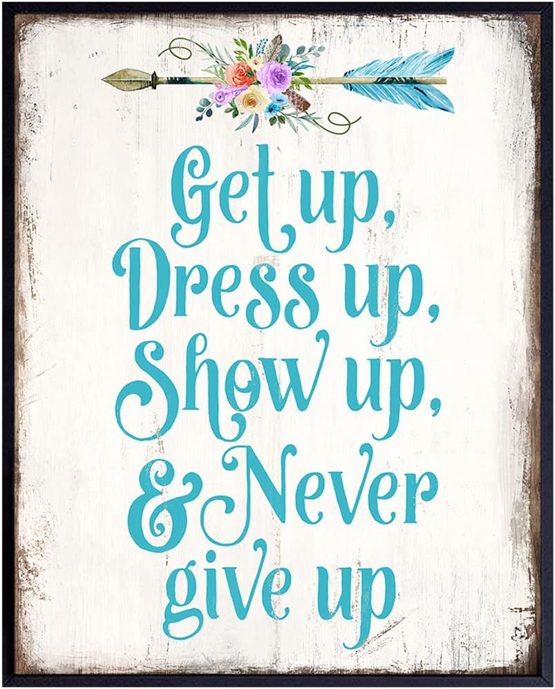 Inspirational Wall Art – Uplifting Encouragement Gifts for Women – Bohemian Motivational Wall Decor – Light Blue Boho Art – Positive Quotes – Sayings for Decor – Rustic Arrow Decoration