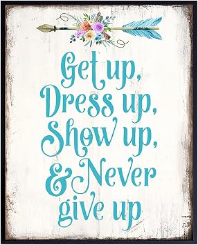 Inspirational Wall Art - Uplifting Encouragement Gifts for Women - Bohemian Motivational Wall Decor - Light Blue Boho Art - Positive Quotes - Sayings for Decor - Rustic Arrow Decoration