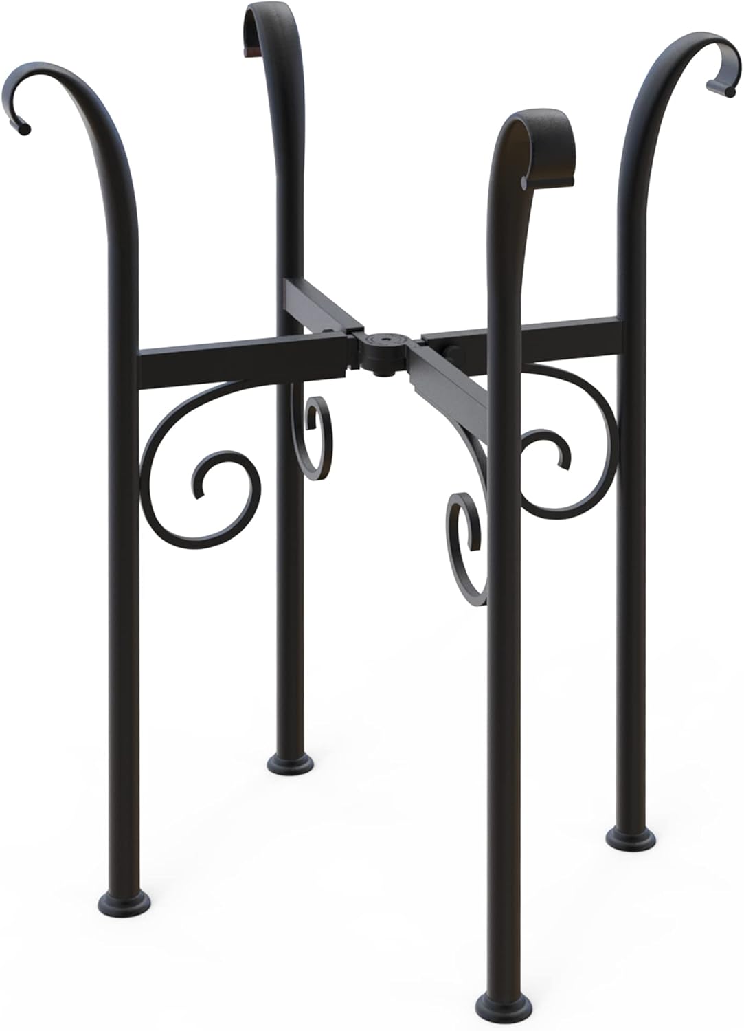 Gardien Covington Adjustable Metal Plant Stand Indoor Outdoor Planters Stand for Medium, Large Potted Plants, Rustic, Farmhouse, Mid Century, Single Plant Pot Holders, Textured Black