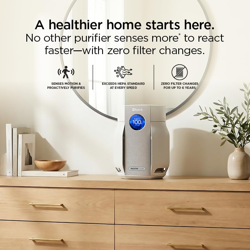 Shark BreatheClear Compact Pro Smart Air Purifier, HP062, Dove - image 2