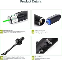 Vista 4 de Kit de mira láser de múltiples calibres, juego de puntero de punto verderojo para pistola de rifle calibre .177 a 12GA .78, 12 adaptadores, alcance