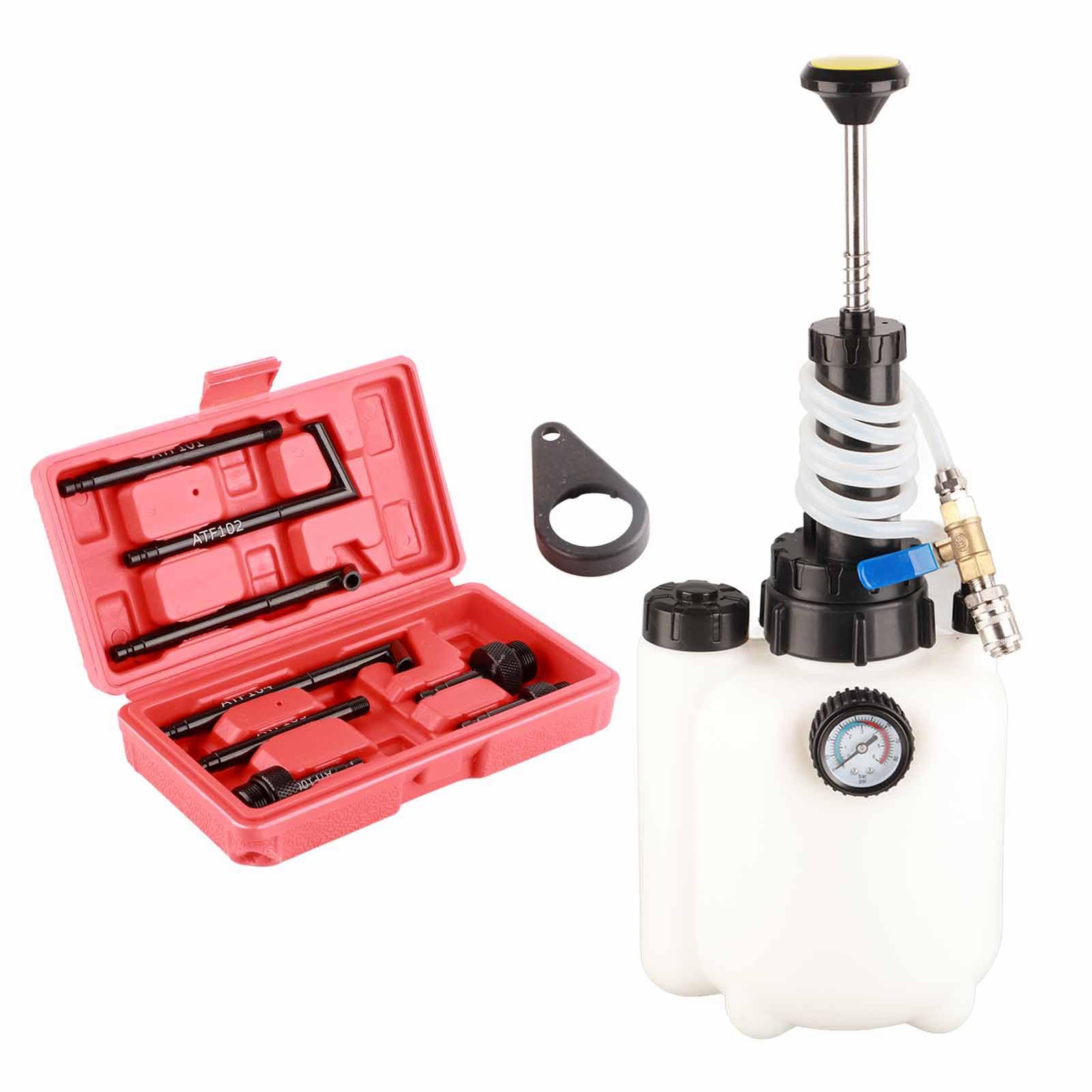 Bomba neumática de 3L para líquido de transmisión con 8 adaptadores - Extractor/dispensador de ATF, refrigerante, aceite y líquido de dirección asistida