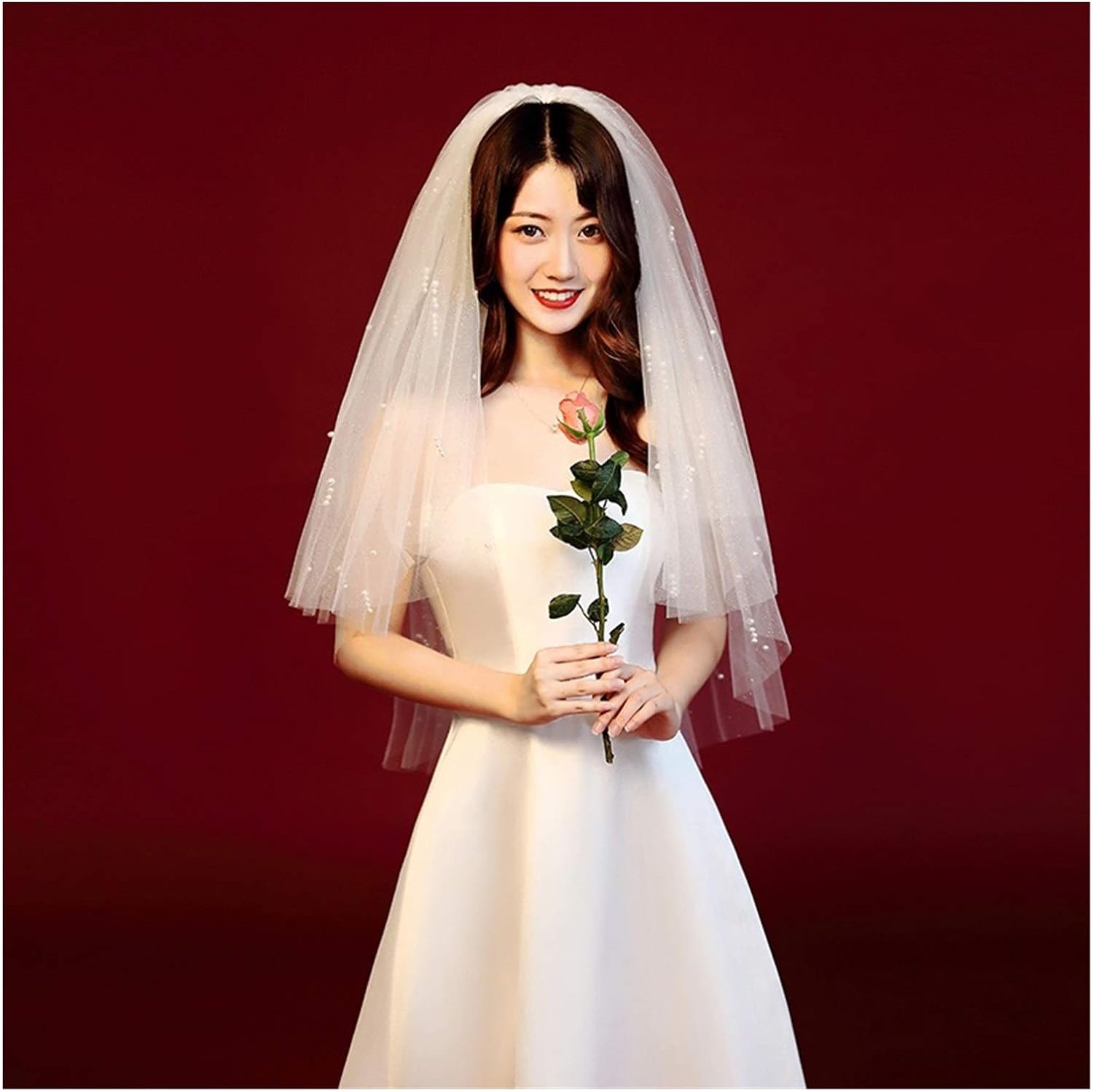 GaRcan The Bride with a Wedding Veil Wedding Headdress Cents Wild Super Simple Ruansha Sen Female Line Selfie Bridal Veil (Champagne 135cm)
