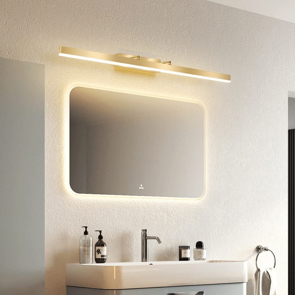 Luz de gabinete de espejo de metal lineal para baño, lámpara de pared ajustable de 180 ° hacia arriba y hacia abajo, luces delanteras de espejo de iluminación decorativa de tocador LED moderno, lámpar