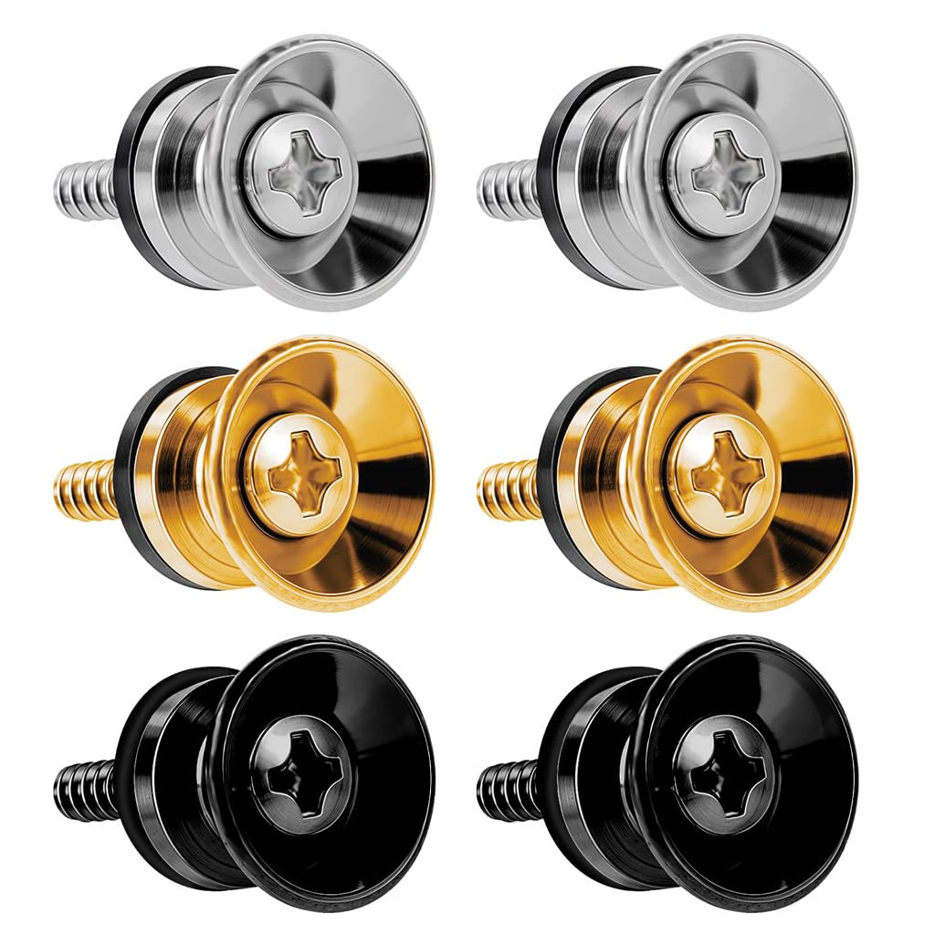 Proberos® 6Pcs Metal Guitar Strap Locks Button Screw | Electroplated Finish in Black Silver and Gold, Featuring Anti Slip Design for Enhanced Instrument Security-image-46