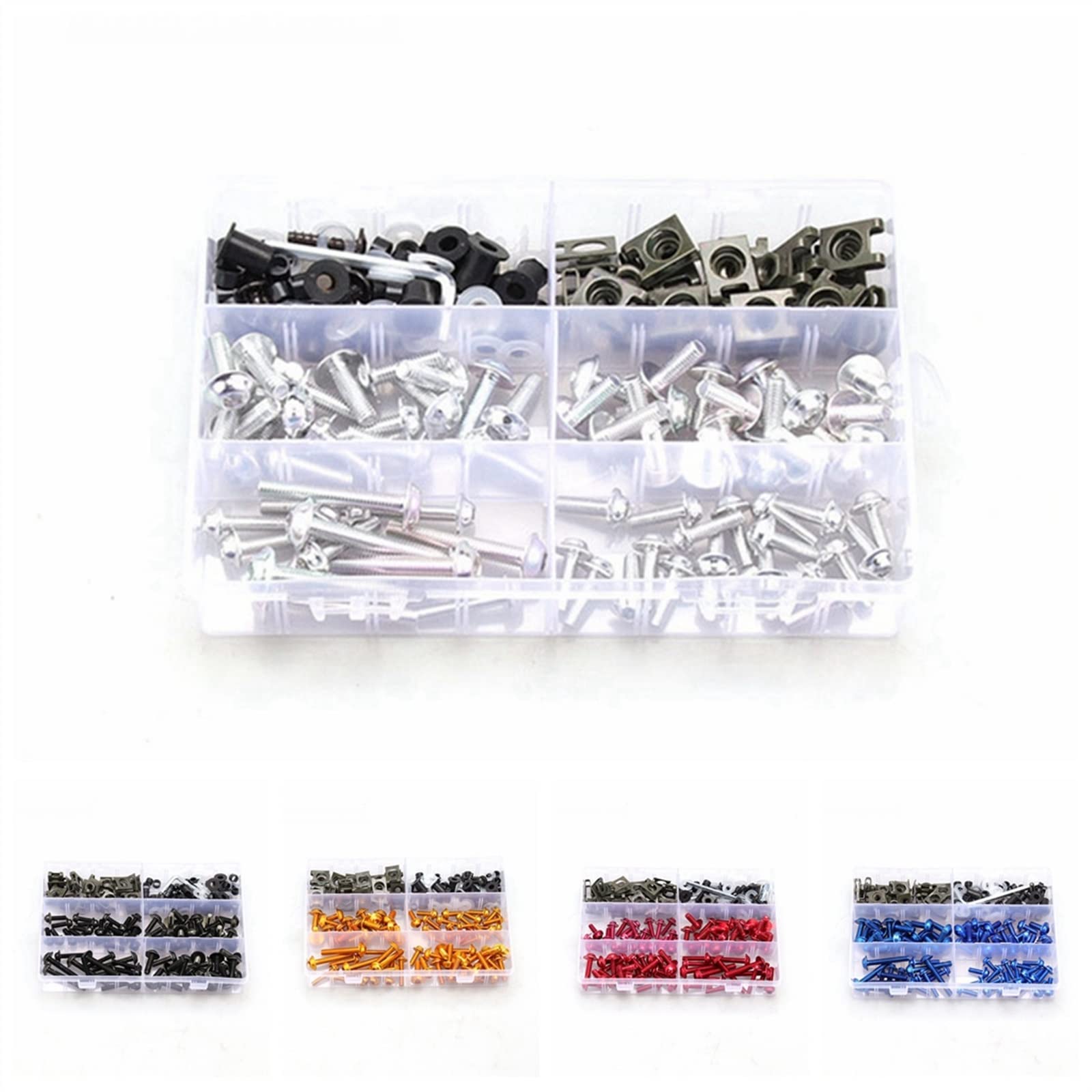 Vite a bullone 216 Pz/Set in Lega di CNC M6 M5 Kit Bulloneria Carena Viti Carrozzeria Dado per Yamaha YZF R1 R1M R15 R25 R3 R6 R125 R15 R25 MT03 MT07 MT09(Silver)