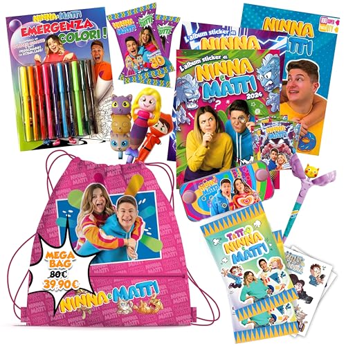 NINNA e MATTI Mega Bag – Box Regalo con 20 Prodotti Ufficiali | Gadget, Figurine, Giochi, Zaini e Accessori