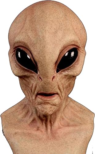 Máscara de alienígena OVNI realista 3D, Scarry para Halloween, de látex visible, cubierta para la cabeza, disfraz novedoso para fiesta (C)