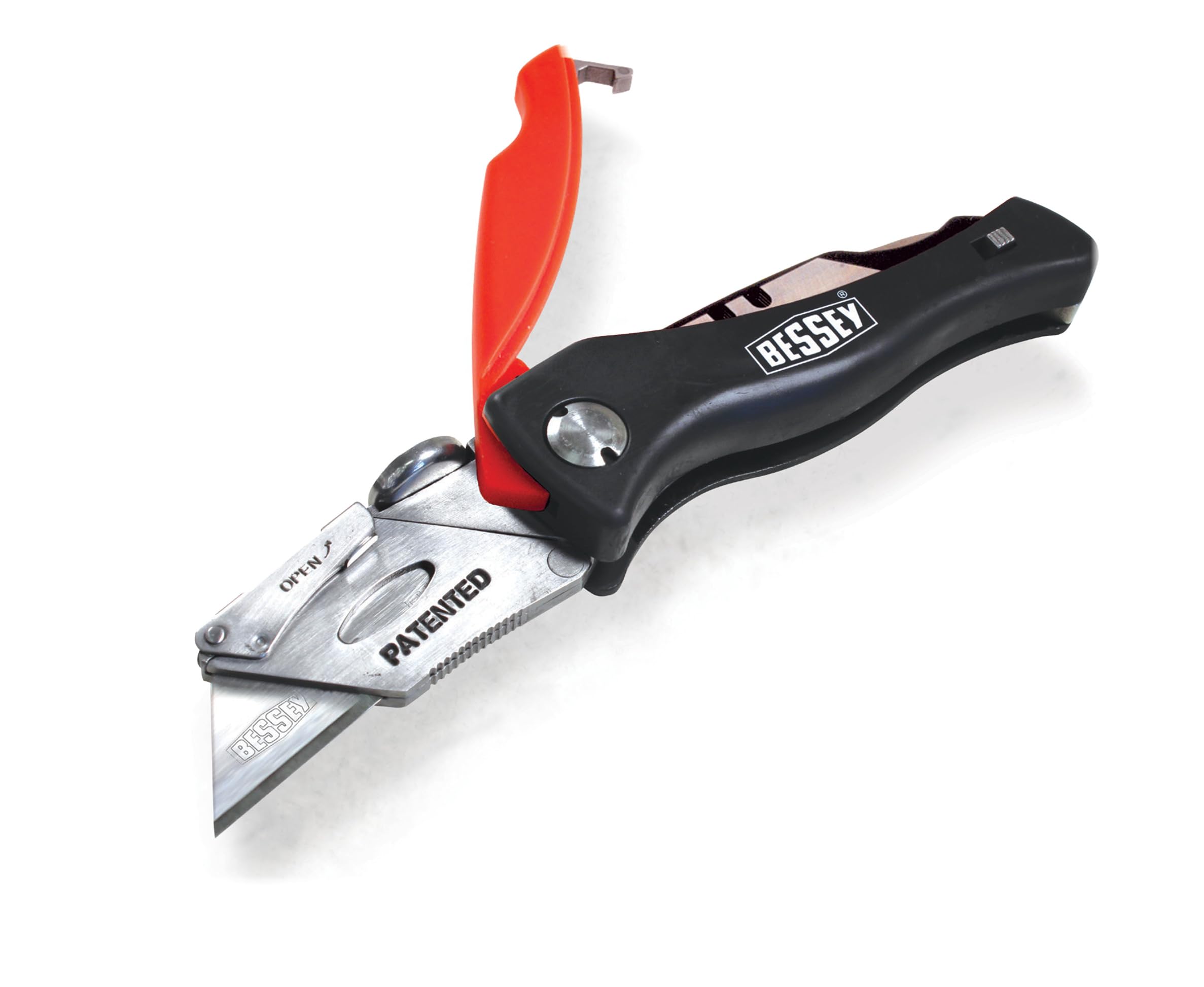 BESSEY Erdi Klingen-Klappmesser mit Kunststoffgriff DBKPH-EU, 160 mm Gesamtlänge 28 mm Schnittlänge, Klingenfach mit 5 Ersatzklingen, Gewicht 0,18 Kg