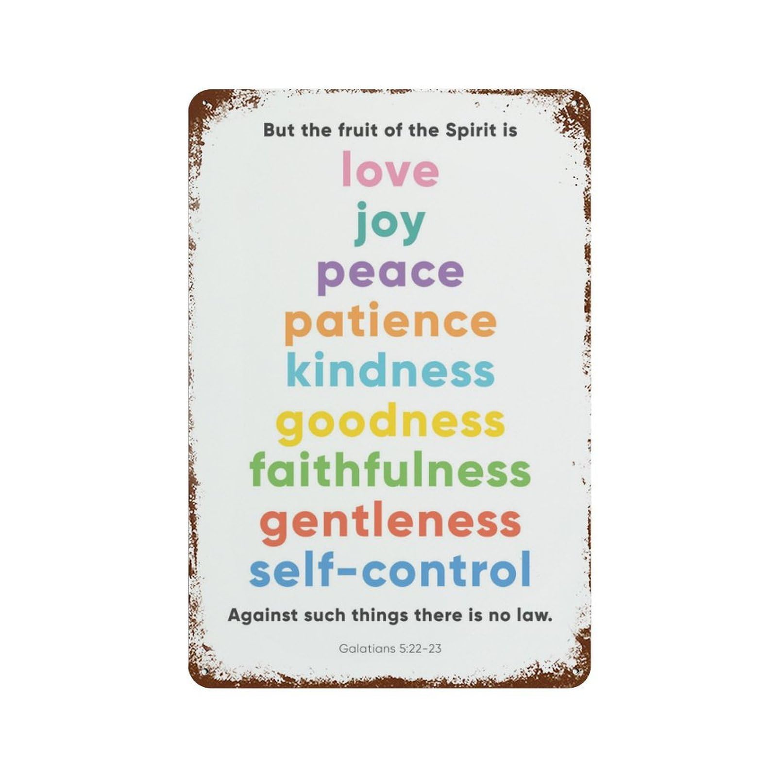 xiaoxiaoshen Fruit of The Spirit, Bible Verse, Christian, Galatians Wall Decor Art Metal Tin Poster Modern Home Decor Art Home Bar Shop Decorations Vintage Sign 30x20cm