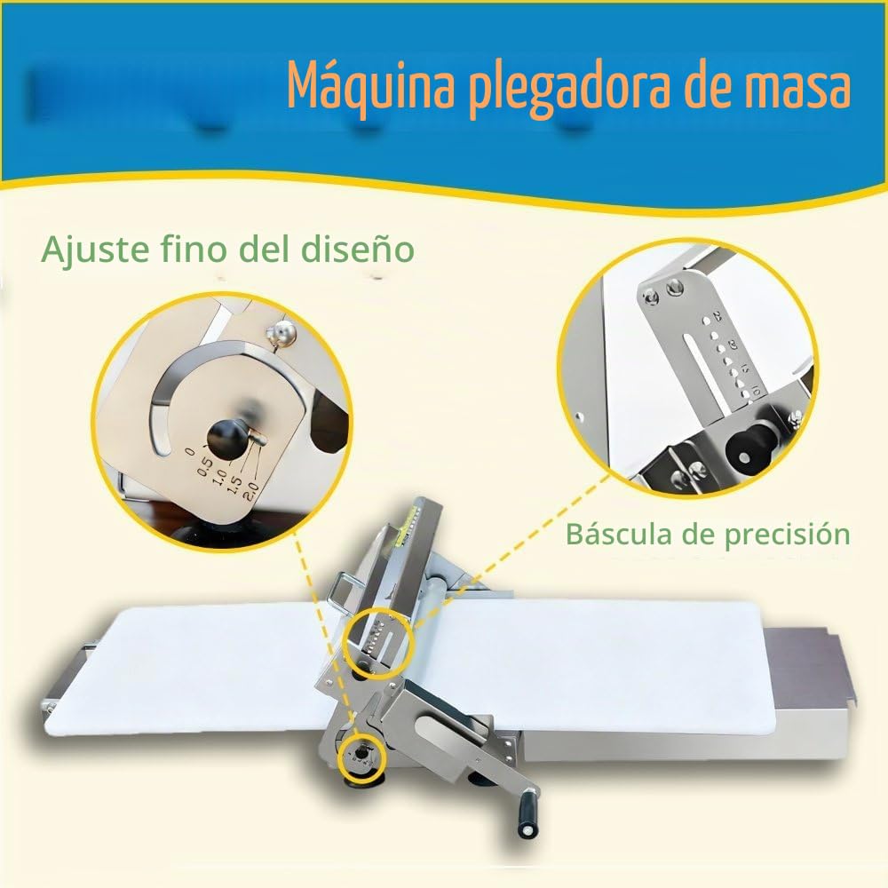 Rodillo de masa de grosor ajustable, máquina laminadora plegable con tabla de laminado. Máquina manual para fondant de sobremesa, ideal para hacer masa de hojaldre. Model300