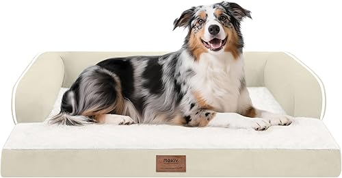 Miniatura 85 de Cama ortopédica extra grande para perros impermeable: cama de espuma viscoelástica para perros XL y extra grandes, sofá sofá, lavable con funda Azul