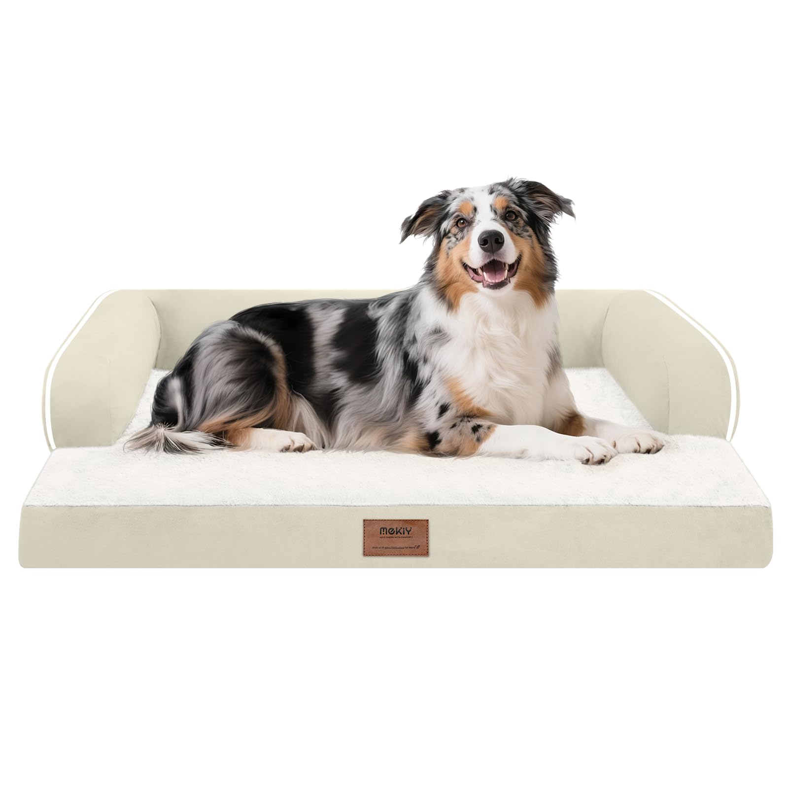 Extra Large Dog Bed-Orthopedic Waterproof XL Dog Bed for XLarge Extra Big Dogs - Foam Couch Sofa Washable with Removable Cover-Beige