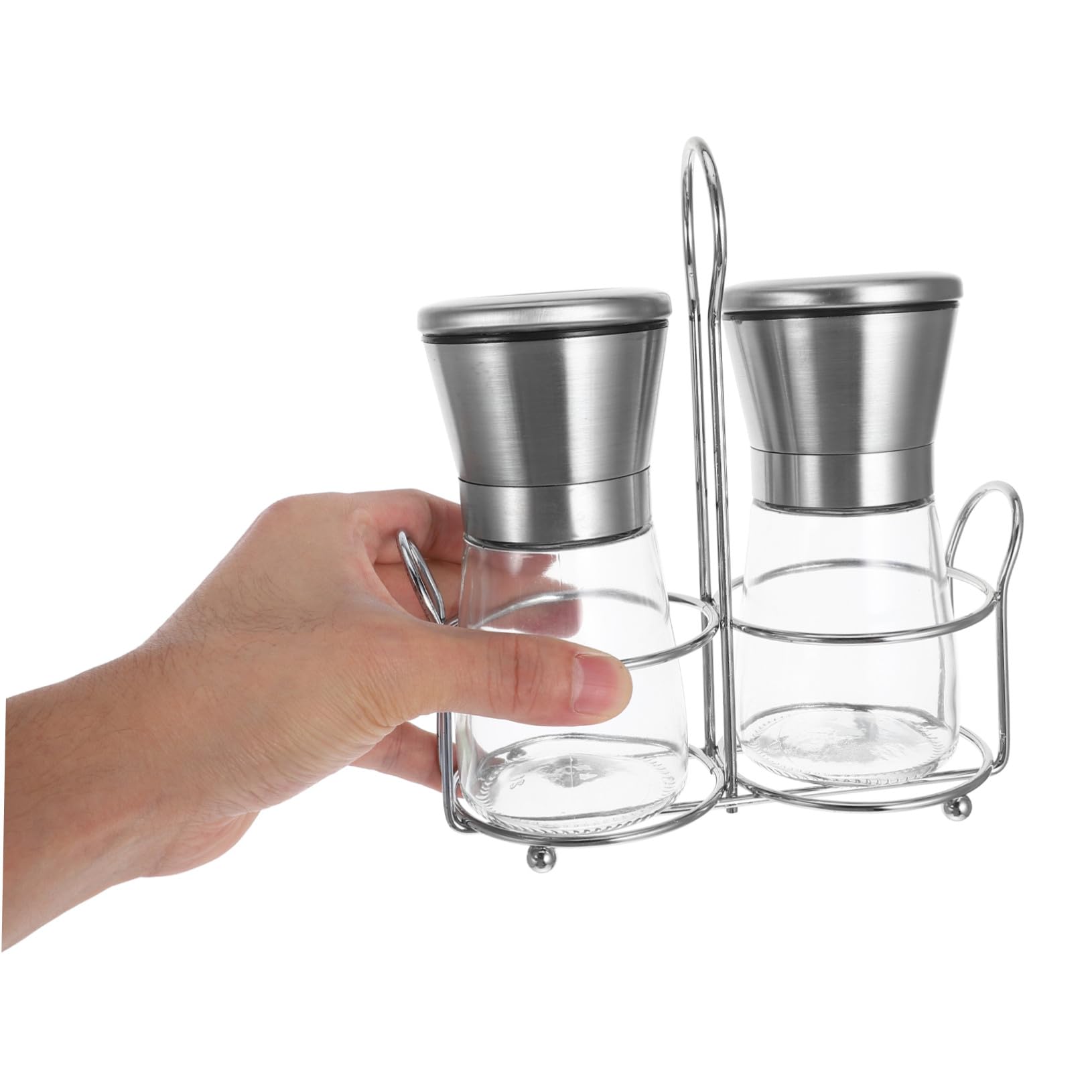 Yardenfun Macina Pepe Manuale in Acciaio Inox con Macina Regolabile, Bottiglia Trasparente Ricaricabile per Pepe Nero e Sale Marino, per Cucine Domestiche e Barbecue All'aperto