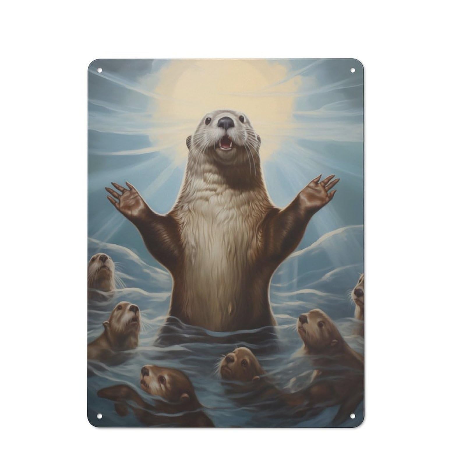 Junmoney Moses Otter Printed Metal Sign 40X30cm For Pub Or Café, With Clear Industrial Wall Decor Character