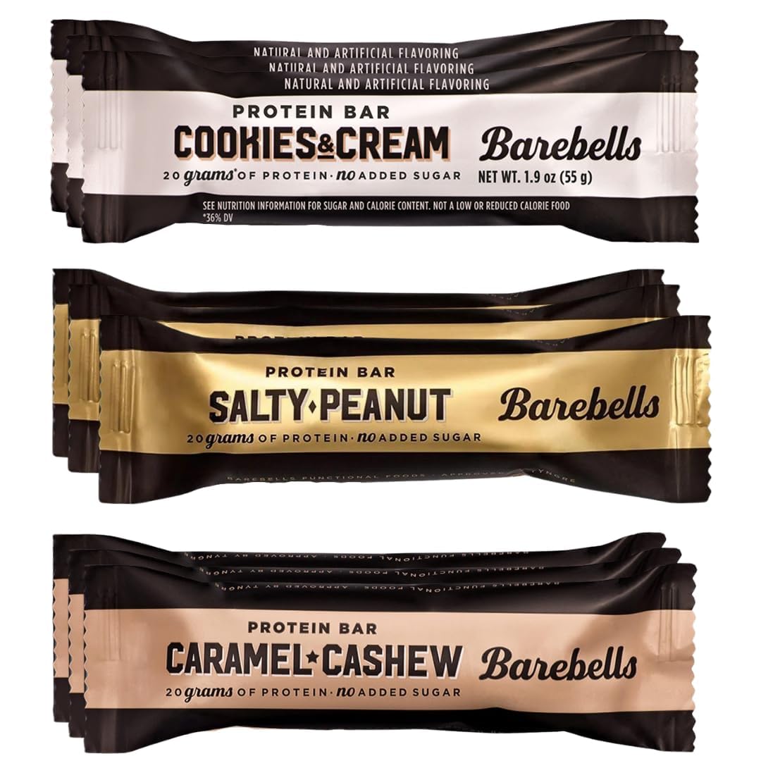 ??????? Protein Bar Variety Pack Sampler - 9 count , High Protein, Low Sugar , 3 Flavors , Cookies & Cream, Salty Peanut & Caramel Cashew
