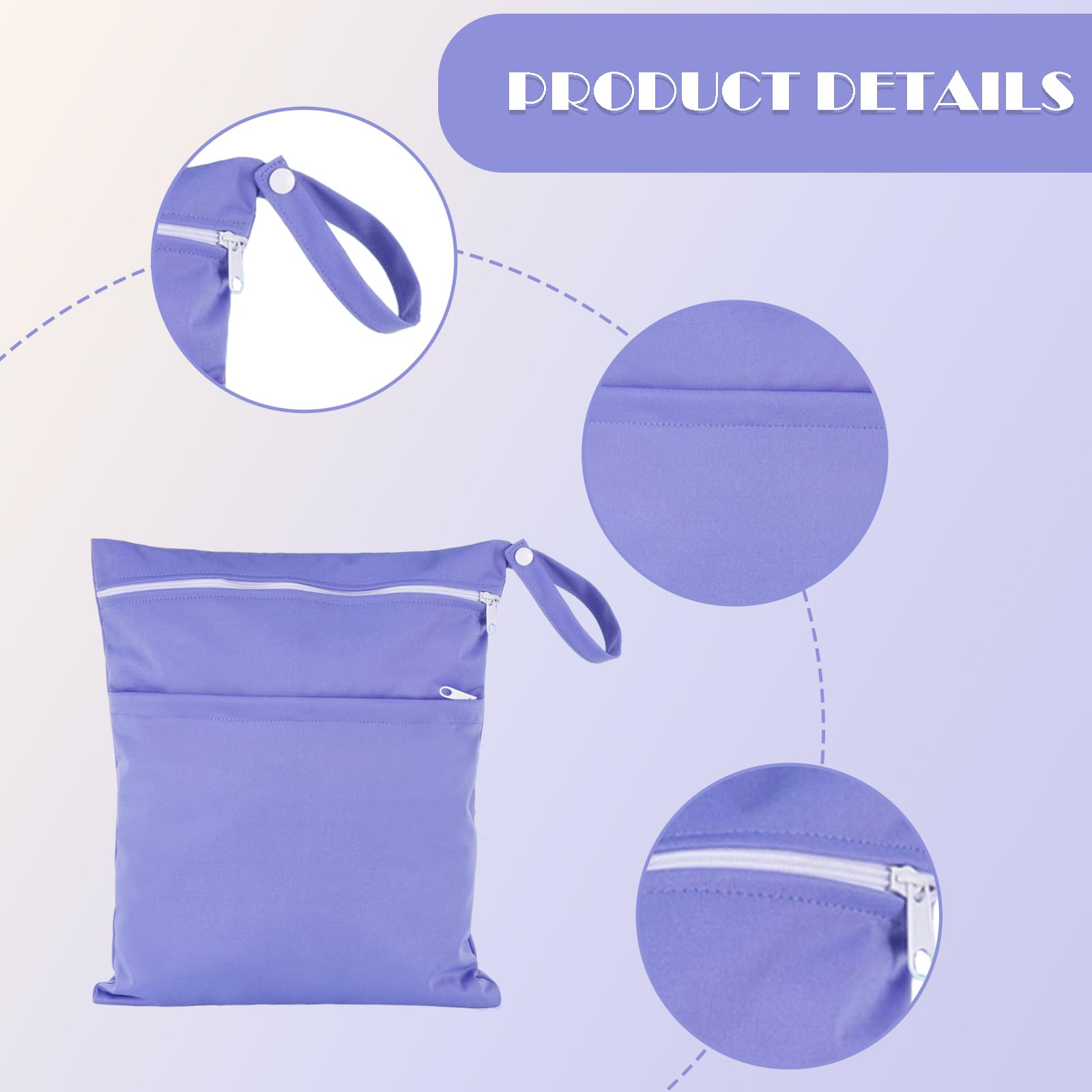 ZNDFTW Wet Bag, Wet Clothes Bag, Waterproof Reusable Portable Small Wet Bag - Image 3