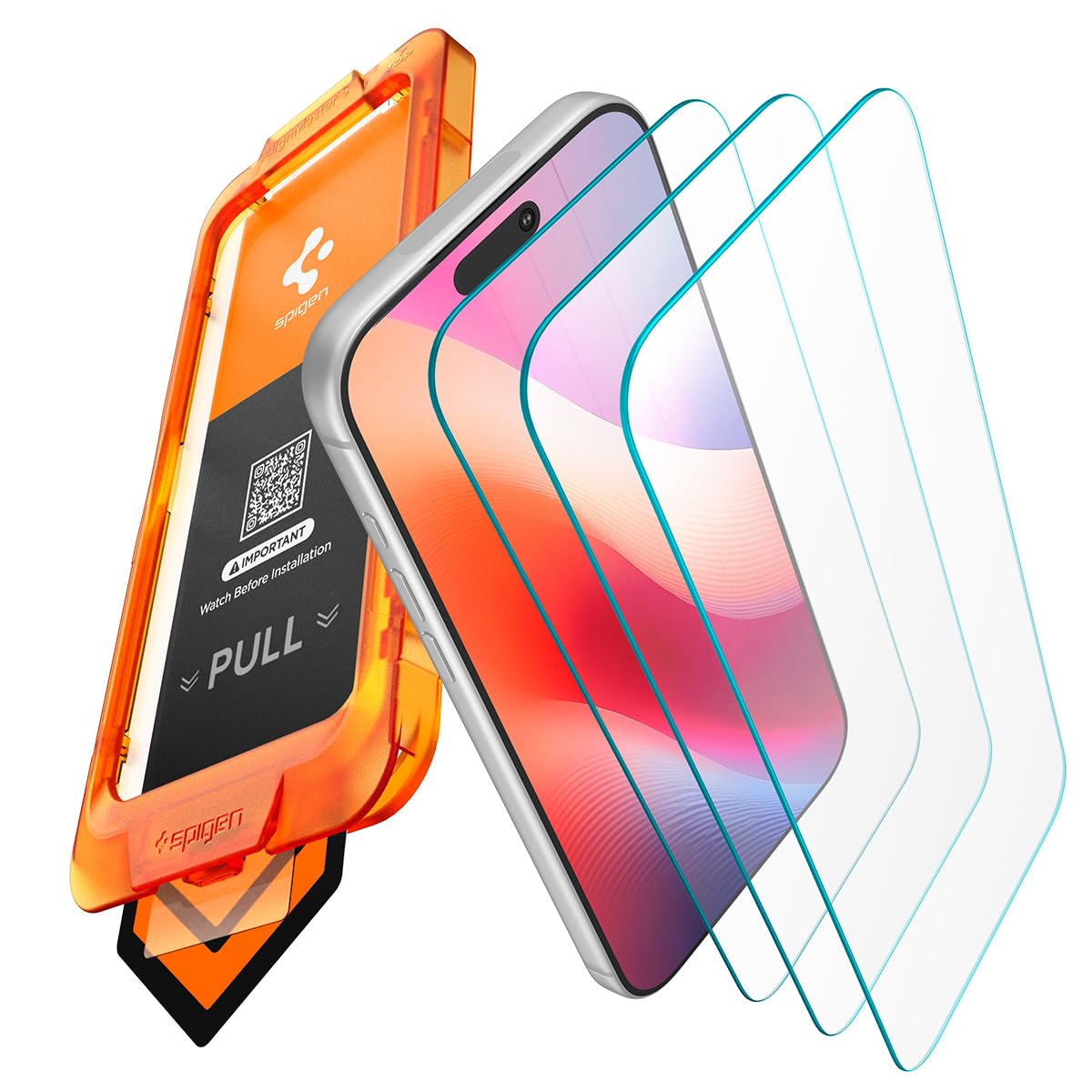 spigen alignmaster s tempered glass screen protector guard for iphone 17 pro max [3 pack]