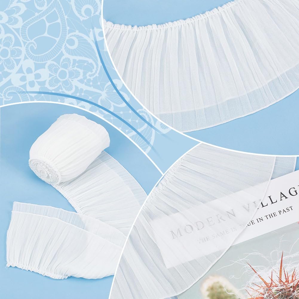 BENECREAT Tessuto di pizzo chiffon plissettato a 2 strati con