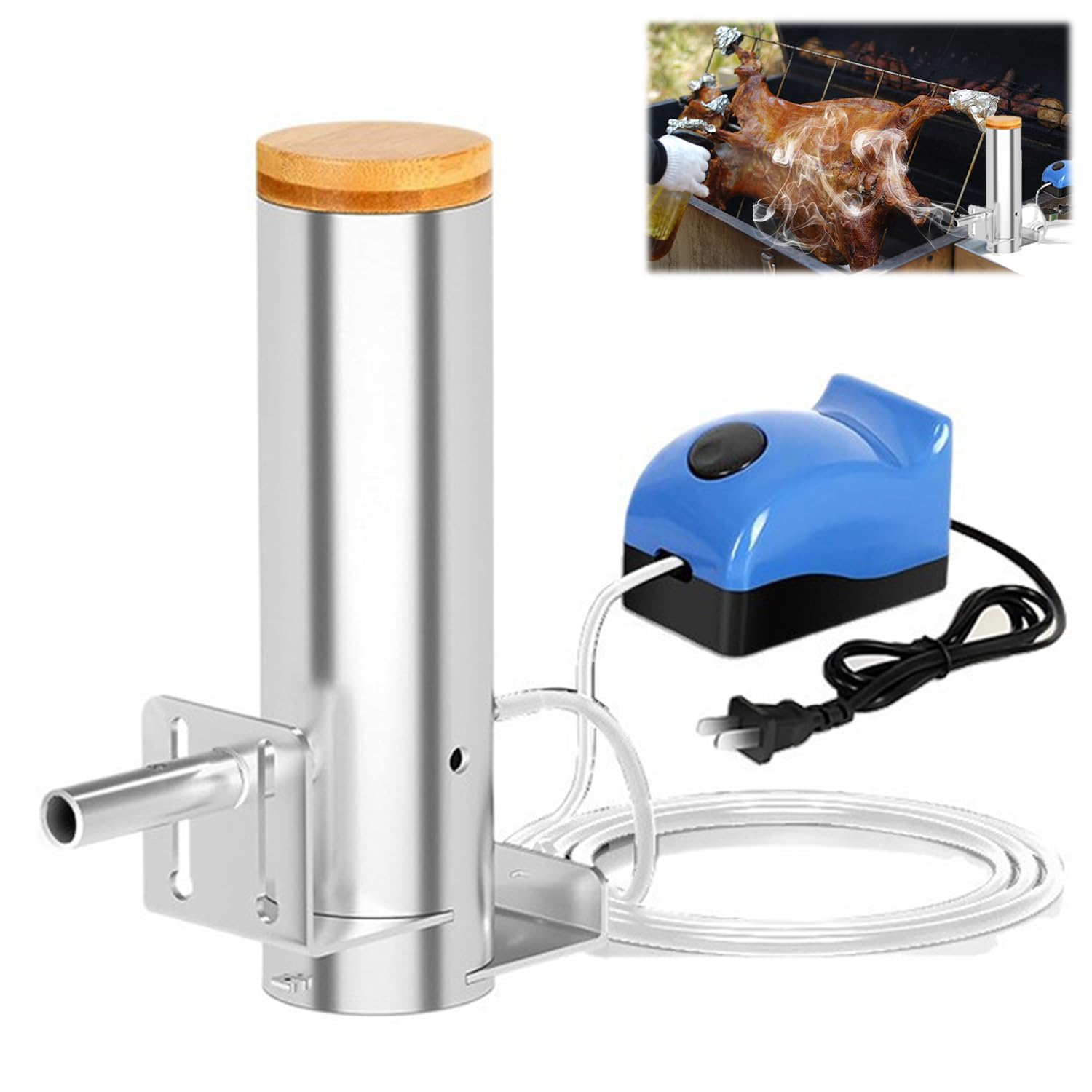Generador de humo frío de acero inoxidable, generador eléctrico de humo para ahumar, generador de humo frío con bomba, generador de humo frío para ahumar pescado, carne, barbacoa (madera)