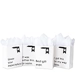Loveinside Christmas Medium Size Gift Bags Set, Funny Quirky Design with Bold Black Text Pattern with Tissue Paper Perfect for Shopping, Parties, Birthday, Holiday, 4 Pack, 7 X 4 X 9